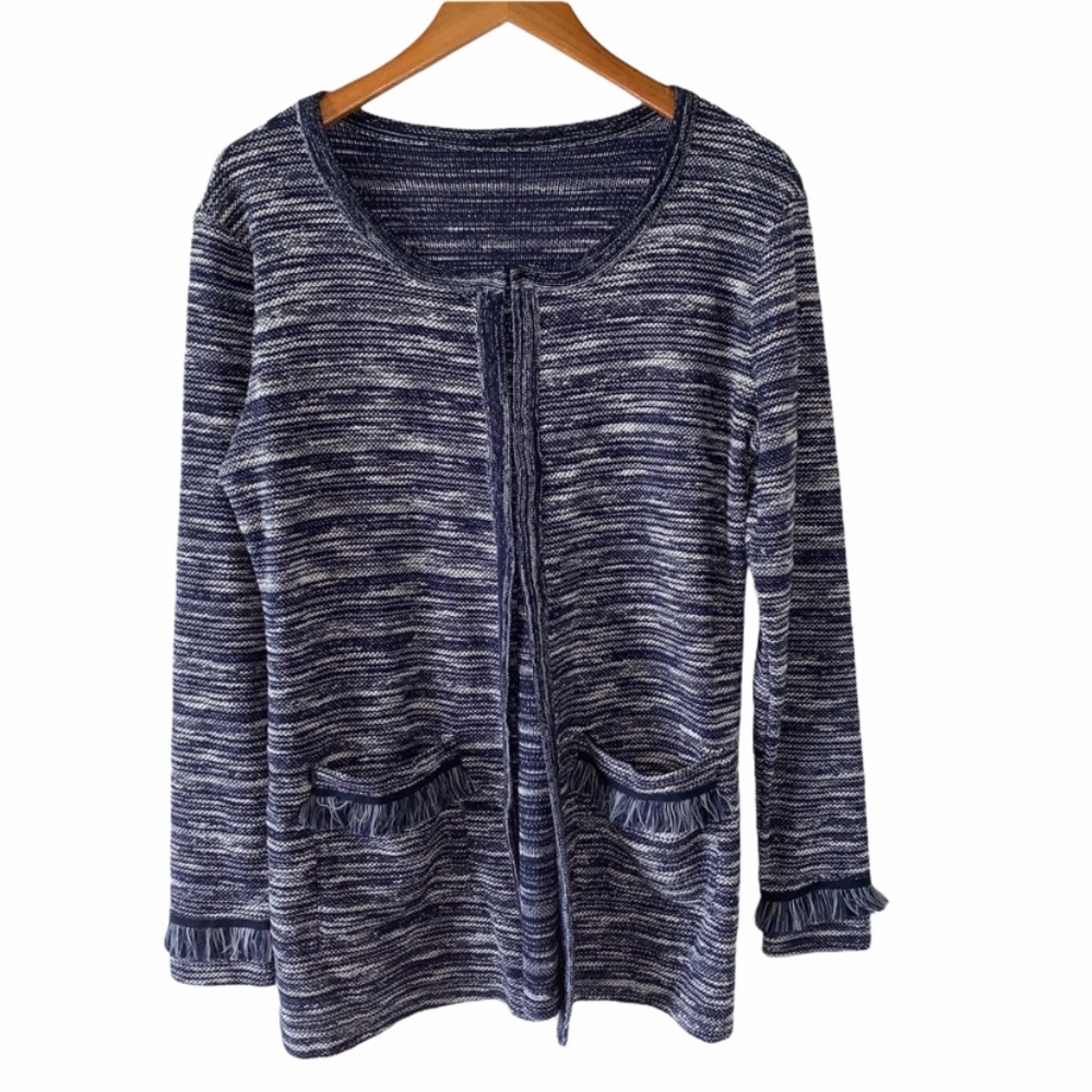 Blue & White Tweed with fringe coat